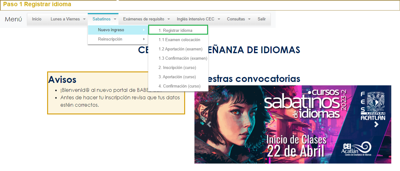 Paso 1. Registrar idioma